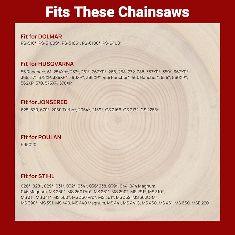 PETOX 20 Inch Chainsaw Chain 3-Pack 72 Drive Links, 3/8" Pitch, 0.050" Gauge, Fit for Husqvarna, Stihl, Craftsman, Dolmar, Earthwise Chainsaws and More-E72 - Image 5